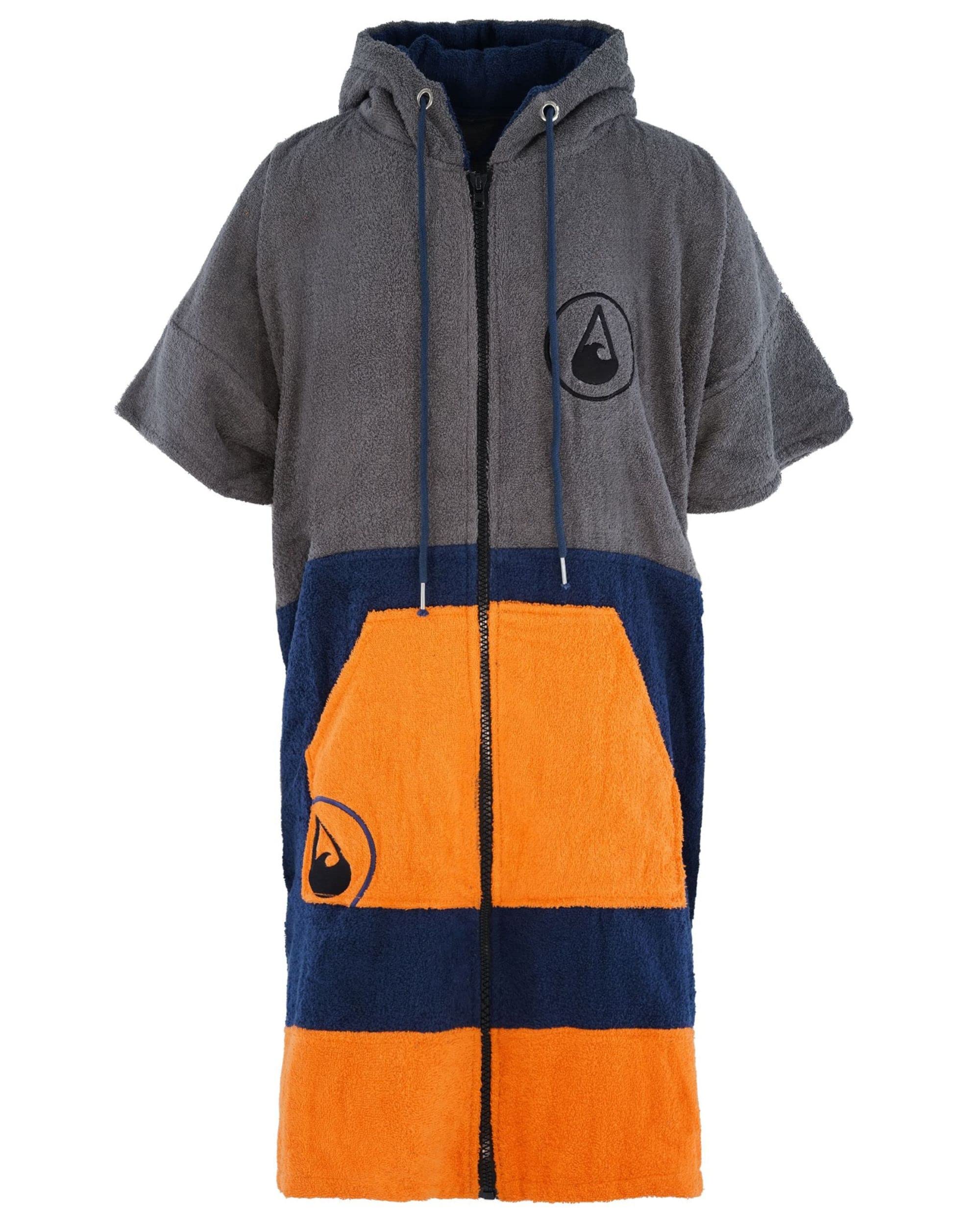 WAVE HAWAII Zip-Poncho da surf per corpi da 170 – 200 cm, 100% cotone ecologico, in velluto, per nuoto, spiaggia, surf, poncho da doccia, per adulti
