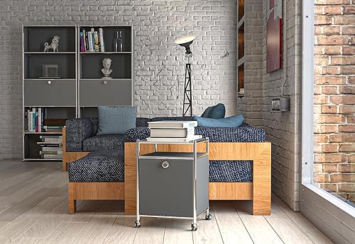 Miniatura 4 de Carrito de almacenamiento, gris mate, carrito de almacenamiento de metal versátil con puerta de solapa para el hogar, oficina, dormitorio, cocina,