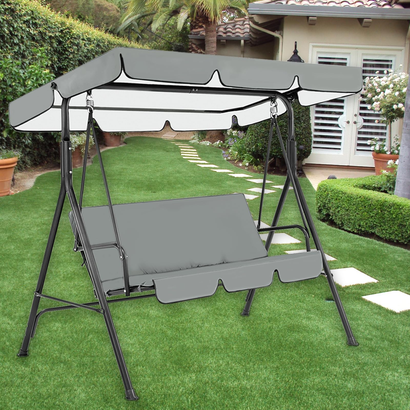 Coprisedile di Ricambio per Dondolo da Giardino, Copertura Dondolo, Coperture di Ricambio per Panchine da Esterno, per 2 e 3 Posti, Impermeabile e Resistenti ai Raggi UV