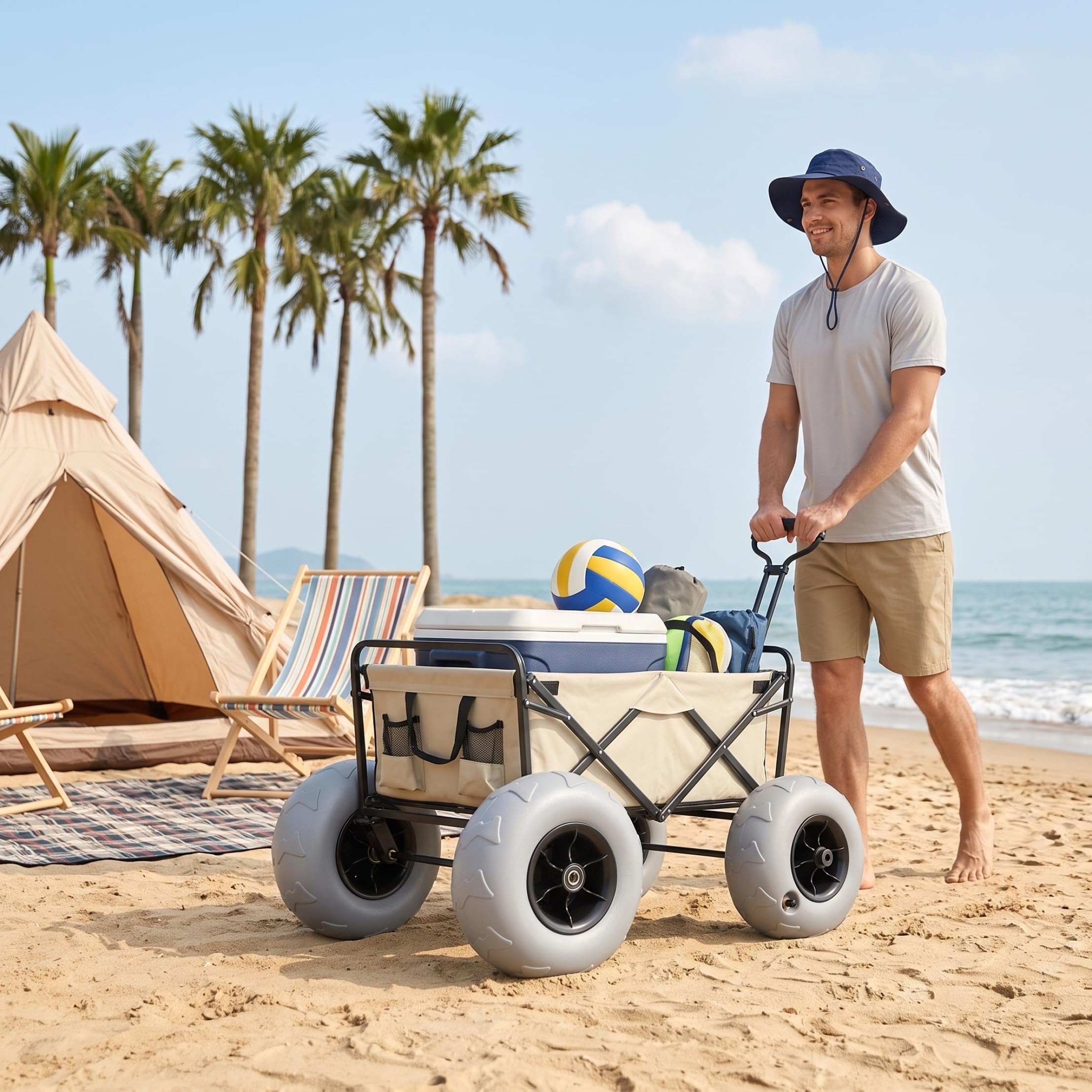 Ruedas de globo para carrito de playa, ruedas inflables de playa de repuesto para carrito de kayak, camping y jardín, cubo de 8, 5 mm, paquete de 2 de 9 pulgadas.