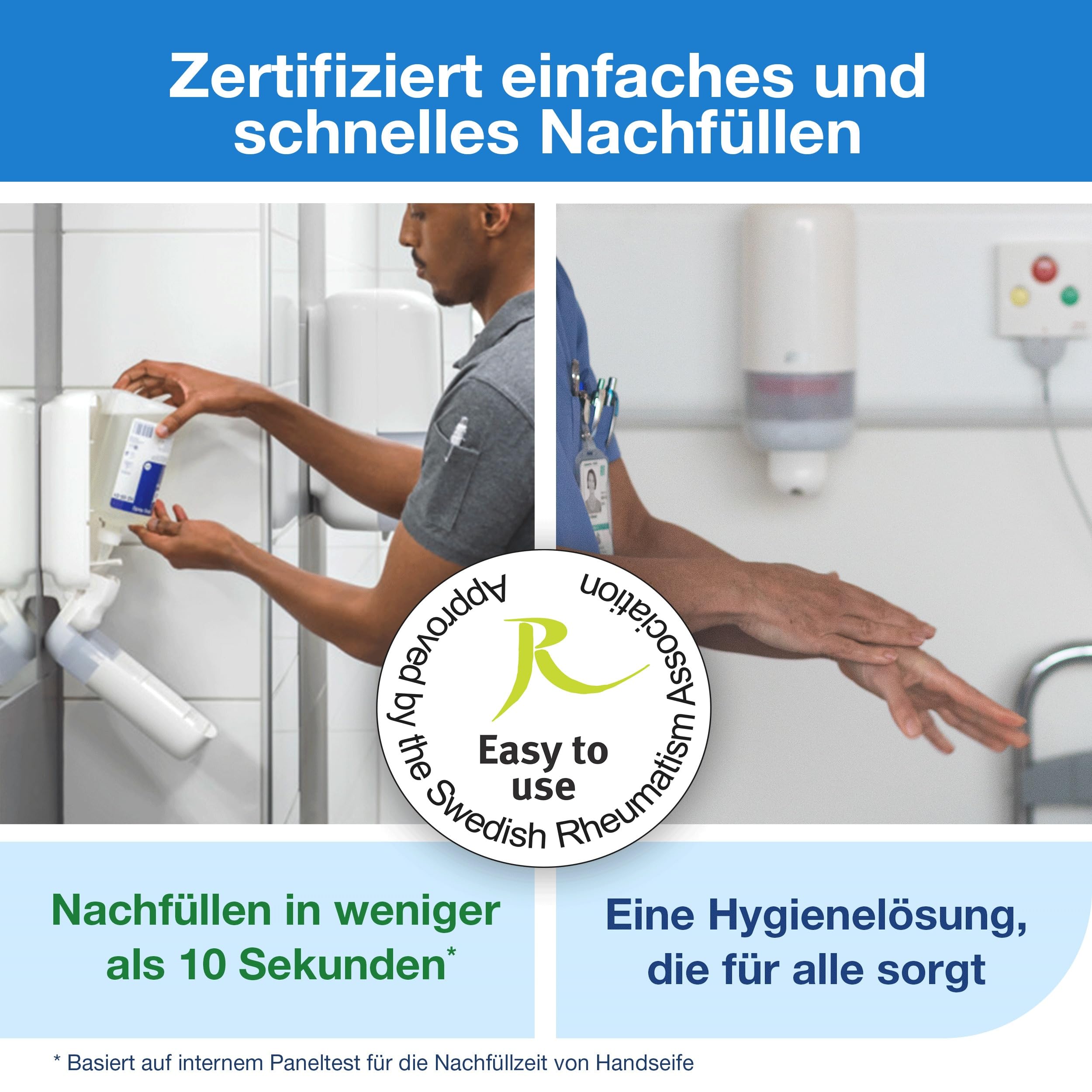 Tork Extra Händedesinfektionsgel S1, Desinfektionsmittel ohne klebrige Rückstände, 6 × 1.000 ml, 420205