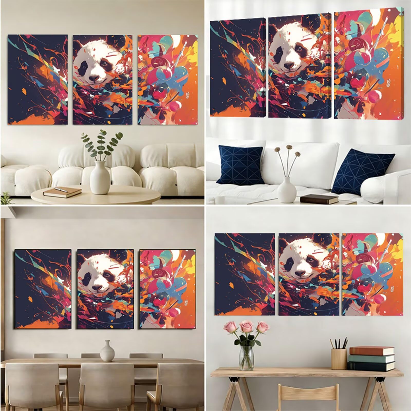 Śliczne diamentowe zestawy do malowania panda DIY dorośli pełny rozmiar diamentowy haft ścieg krzyżykowy haft kryształ górski rzemiosło do dekoracji domu, kreatywny prezent dla hobbystów 60x90cm 2S