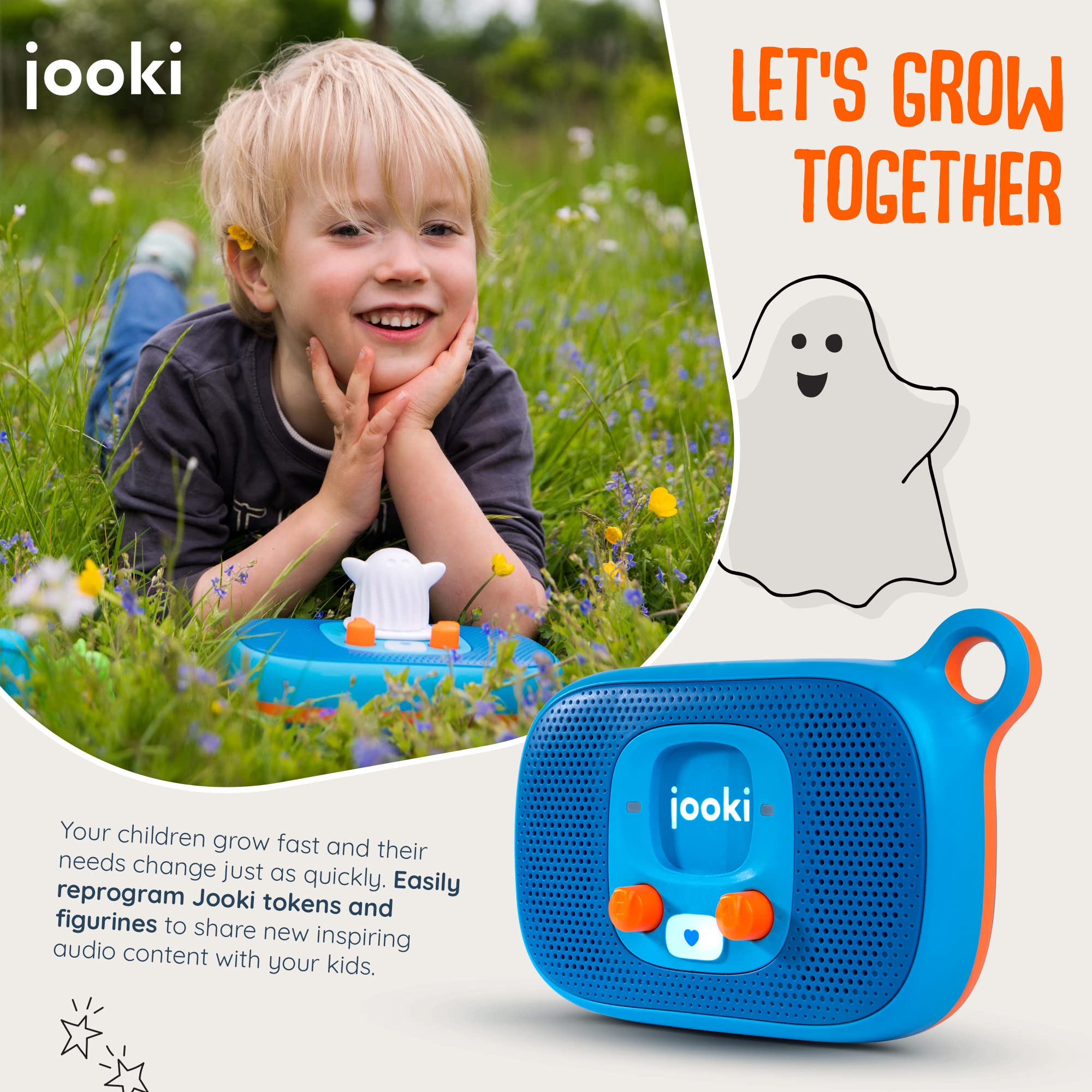 Jooki Music and Stories Player for Kids - Portable Audio Player with WiFi Connectivity - Screen Free Imagination Building - Toddler Entertainment (Player + 2 Tokens)