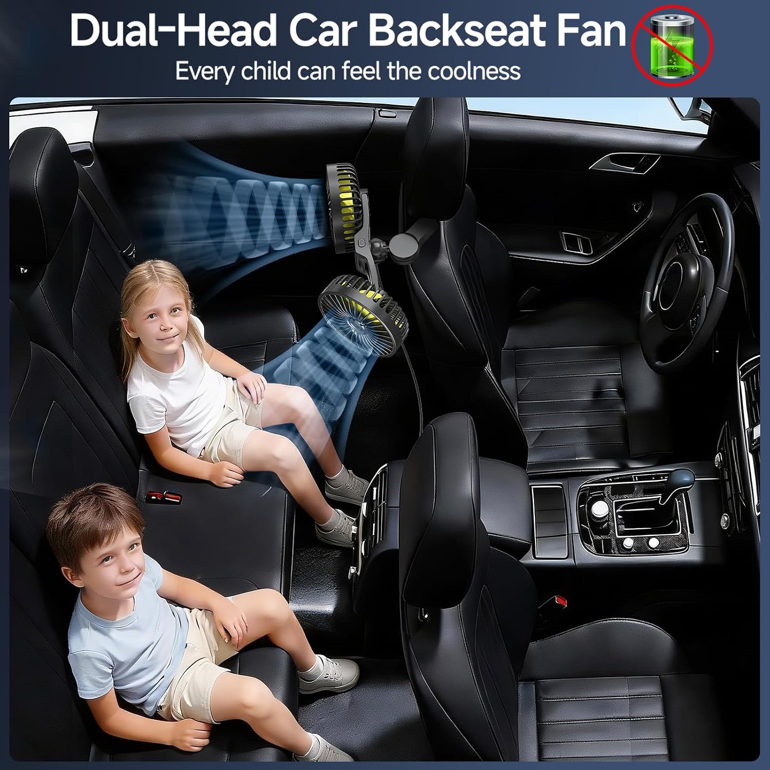Car Fans for Backseat for Kids, Car Backseat Fan for Car Back Seat(No Battery)