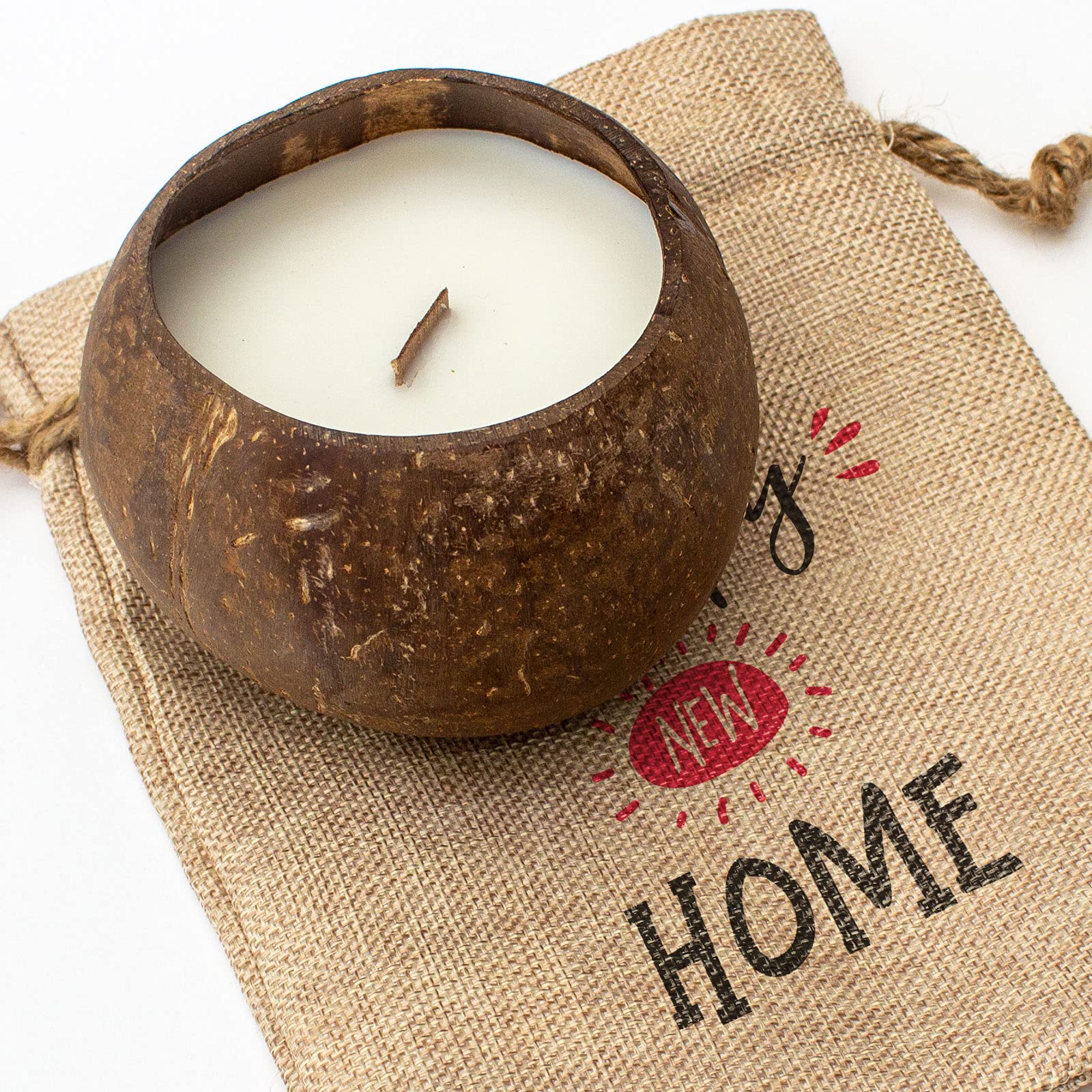 Happy New Home - Coconut Bowl Candle – Toasted Coconut Scented - Soy Wax - Hand Poured - Gift Present