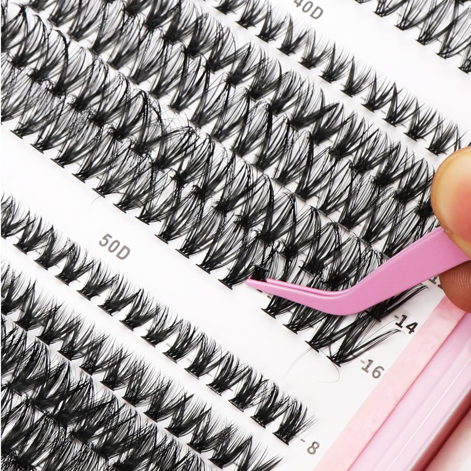 Ciglia Finte Ciuffetti,580 Pezzi Kit Extension Ciglia,30-40-50-60-80-100D Lash Cluster,Ciuffetti Ciglia Finte Kit per Ragazze e Donne Principianti (8-16mm Mix)