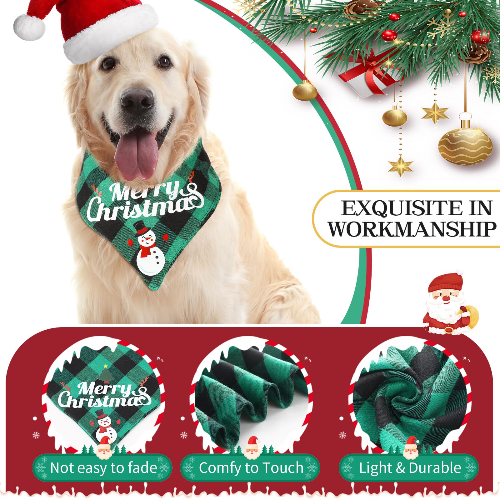 Weihnachts-Hundehalstücher – 2er Set Karo-Schals Für Hunde & Katzen | Verstellbar, Waschbar, Für Kleine Bis Große Haustiere