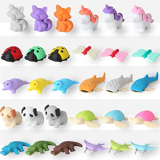 Mr. Pen- Animal Erasers, Desk Pets for Kids Classroom, 30 Pack, Animal Eraser Desk Pet, Classroom Prizes for Students, Rewards for Students, Teacher Rewards for Students