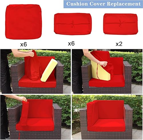 Miniatura 5 de Fundas de cojín para exteriores, impermeables, de repuesto, fundas de cojín de patio, lavables, fundas de cojín para muebles de patio con cremallera