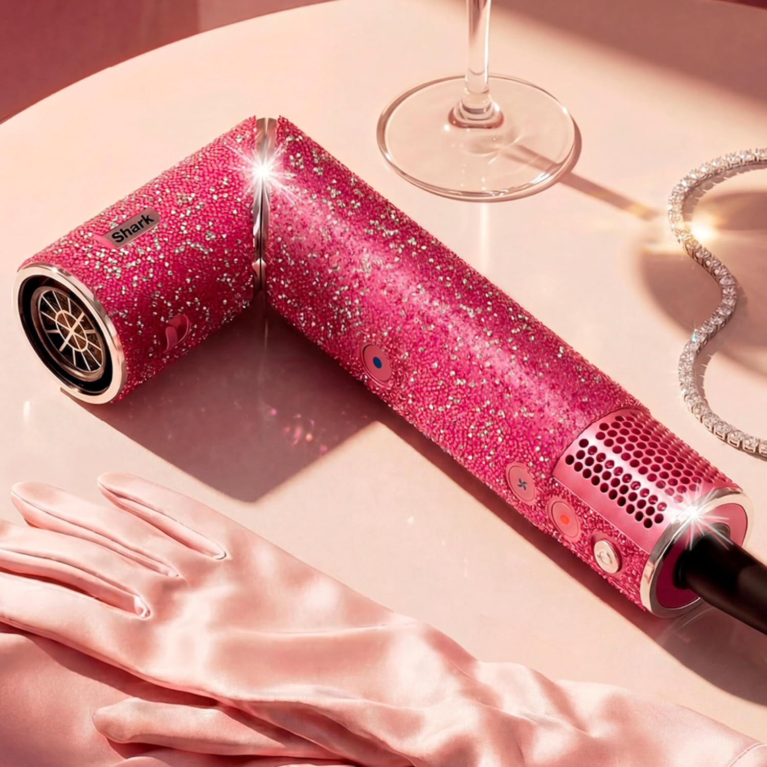Shark FlexStyle x Marilyn Monroe Air Styling & Drying System | Powerful Hair Dryer & Multi-Styler | With Auto-Wrap Curlers, Oval Brush, Concentrator Attachment | Pink Sparkle | HD449PK1 (Ltd. Edition)