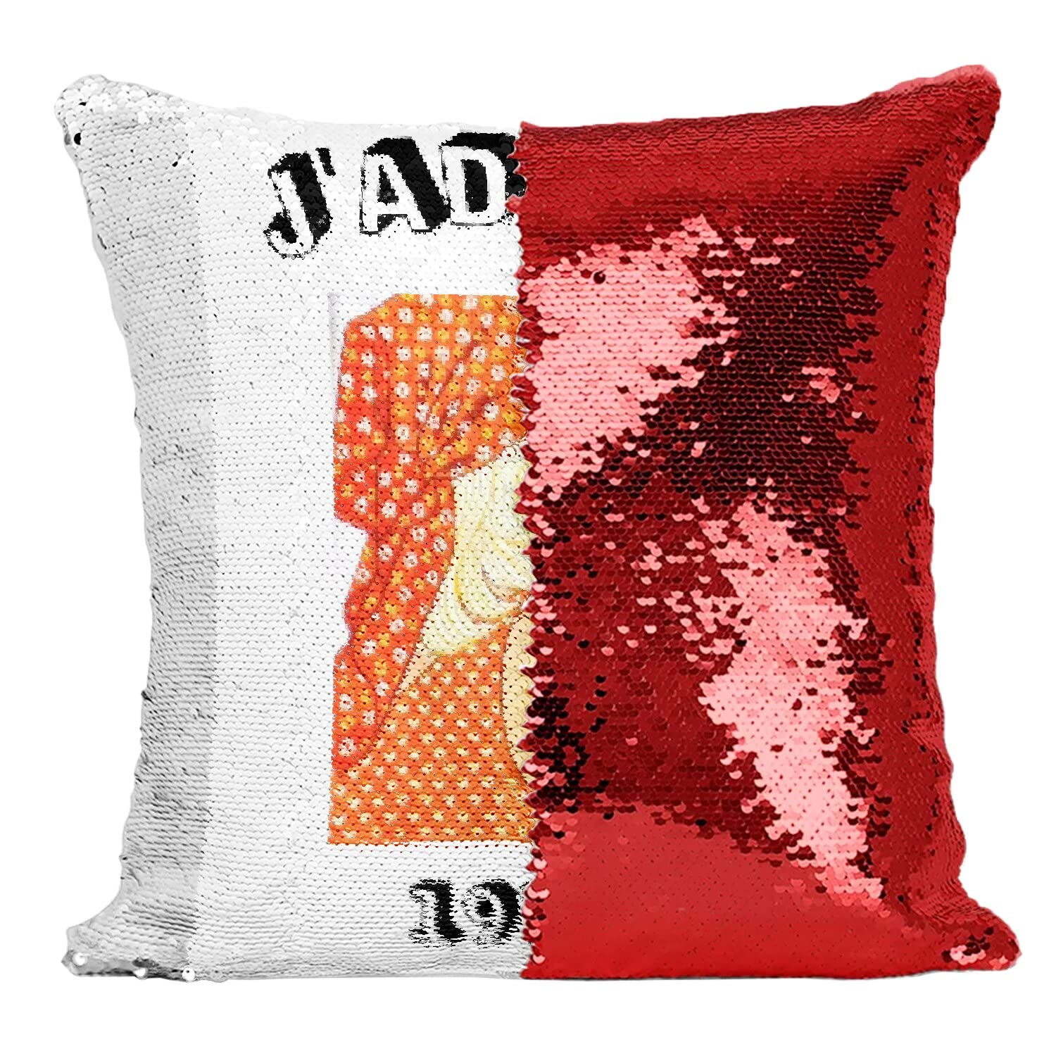 Housse Sequin Magique Rouge J'adore 1970 : Coussin Rétro 70s