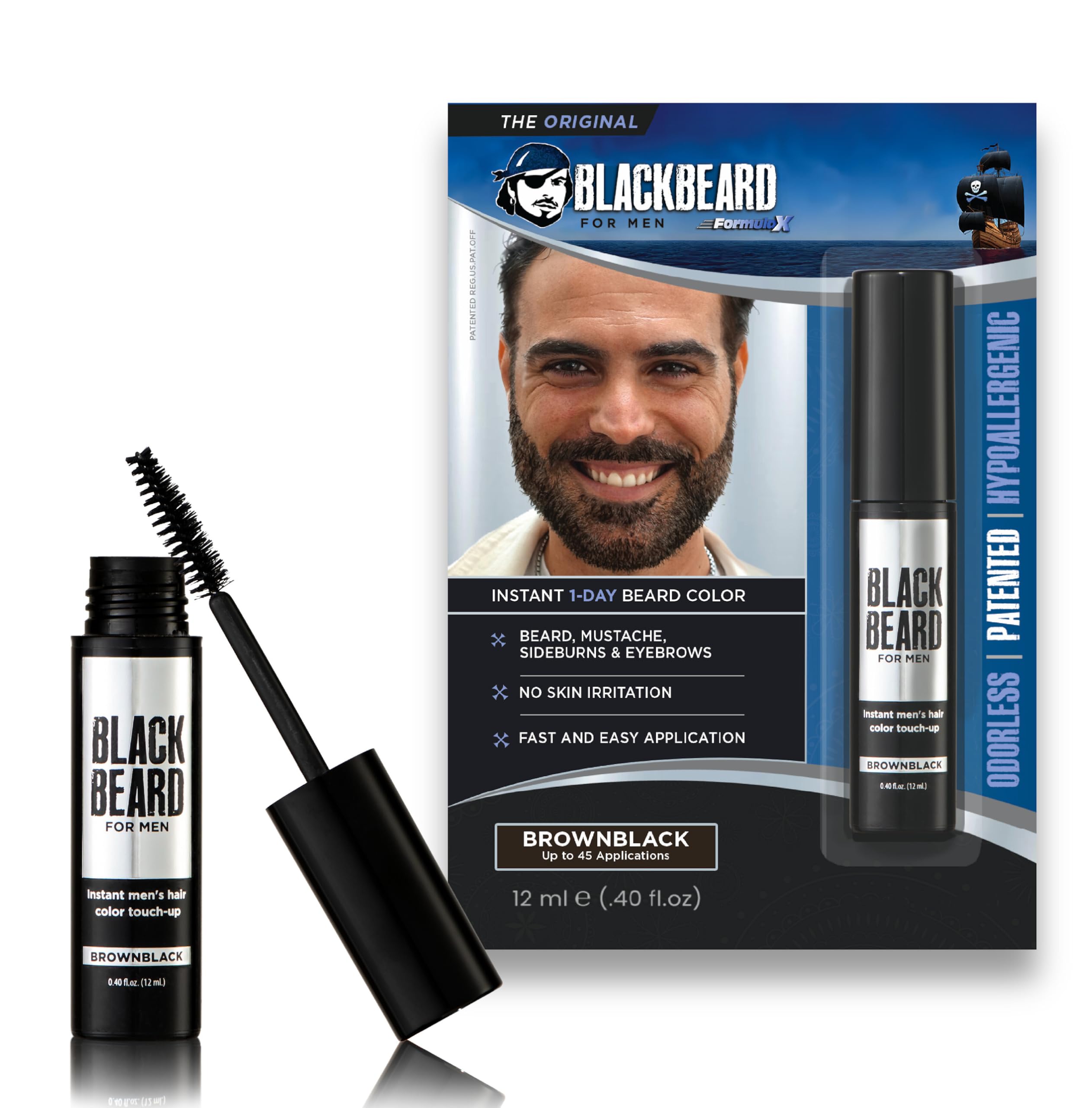 Blackbeard for Men Formula X - Instant Brush-on Beard & Mustache Color - 1-pack (Brownblack) by Blackbeard for Men