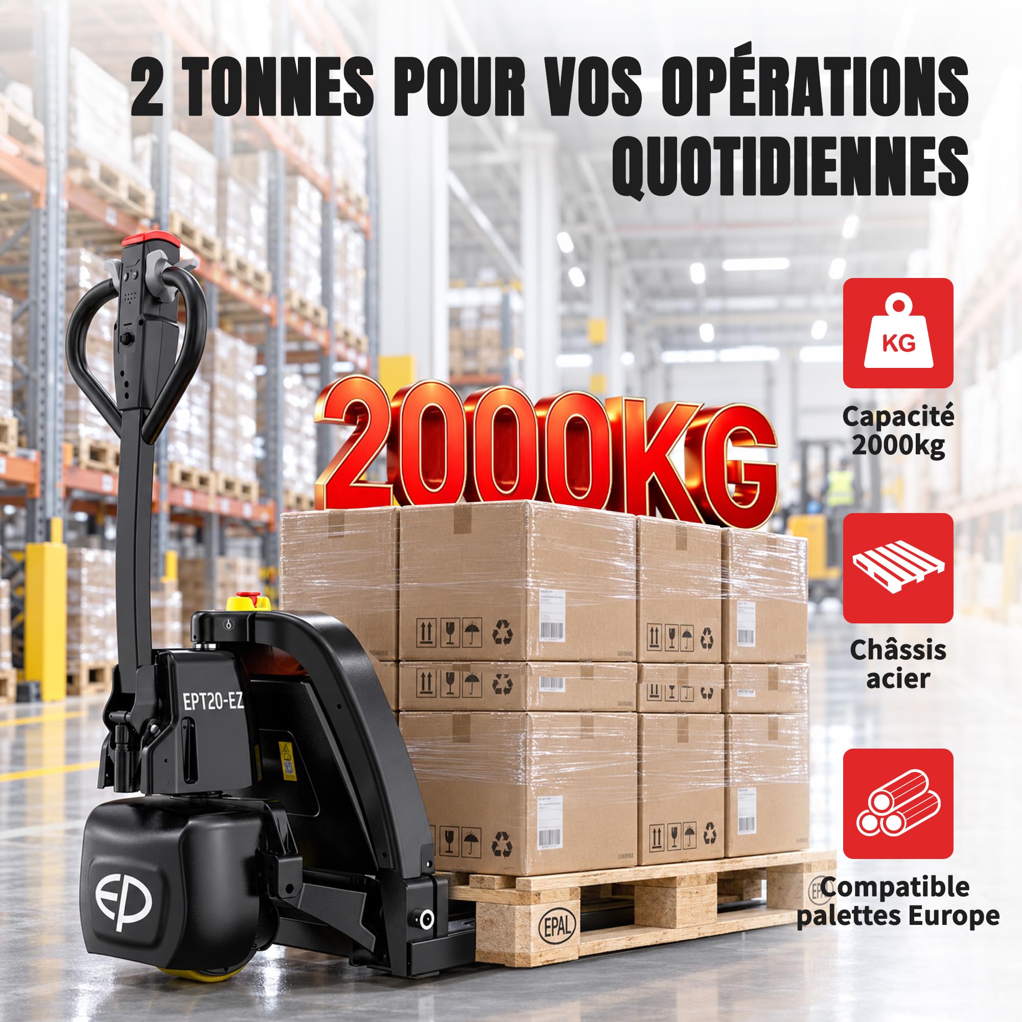 EPT20-EZ Transpalette électrique Lithium 2000 kg, fourches 1150 mm