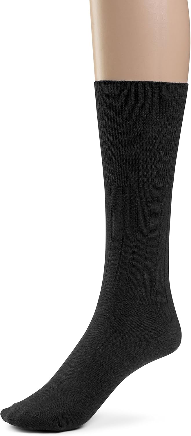 Silky Toes Cotton Diabetic Dress Socks for Men Non Binding Seamless Crew Socks, 3 or 6 Pk Multi Colors Big Sizes - Image 2