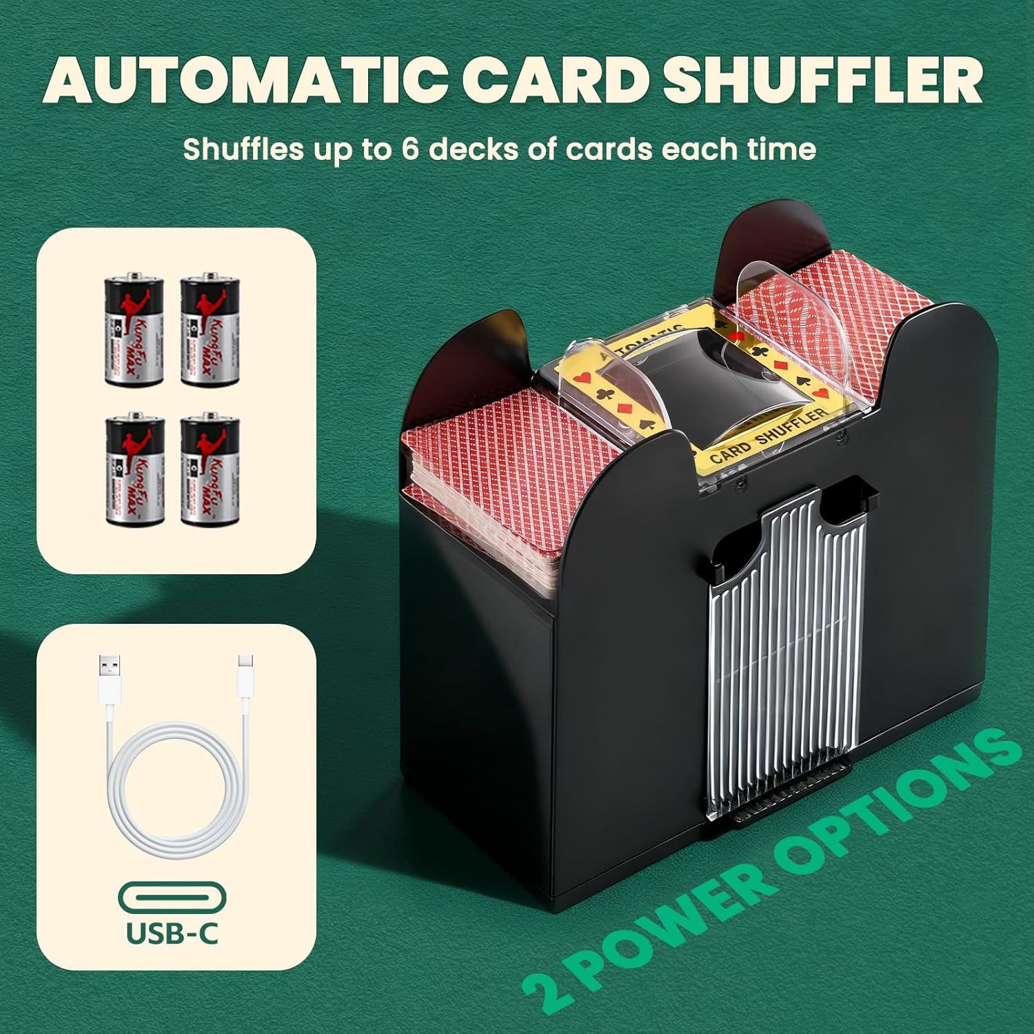 NEWTRY Blackjack Set, Complete Black Jack Set with Card Shuffler, 300pcs Chips, Poker Mat, Card Shoe, Chip Rake, Discard Tray, 8 Playing Cards, Bell, Dice, Cut Cards and 4 Buttons for Party Game Night