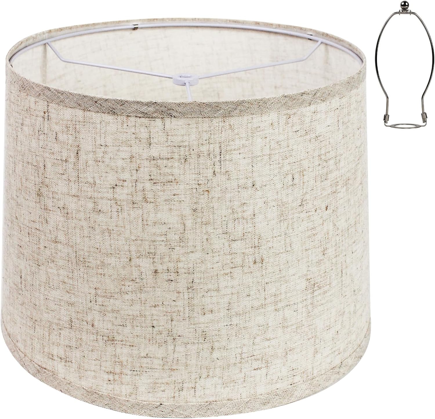 Lamp Shade for table Lamps （11.6" Top x 12.6" Bottom x 9.8" High）- Medium Beige Linen Drum Lampshade for Floor Lamps - Easy Assembly for Lamp Replacement (1PC) (1)