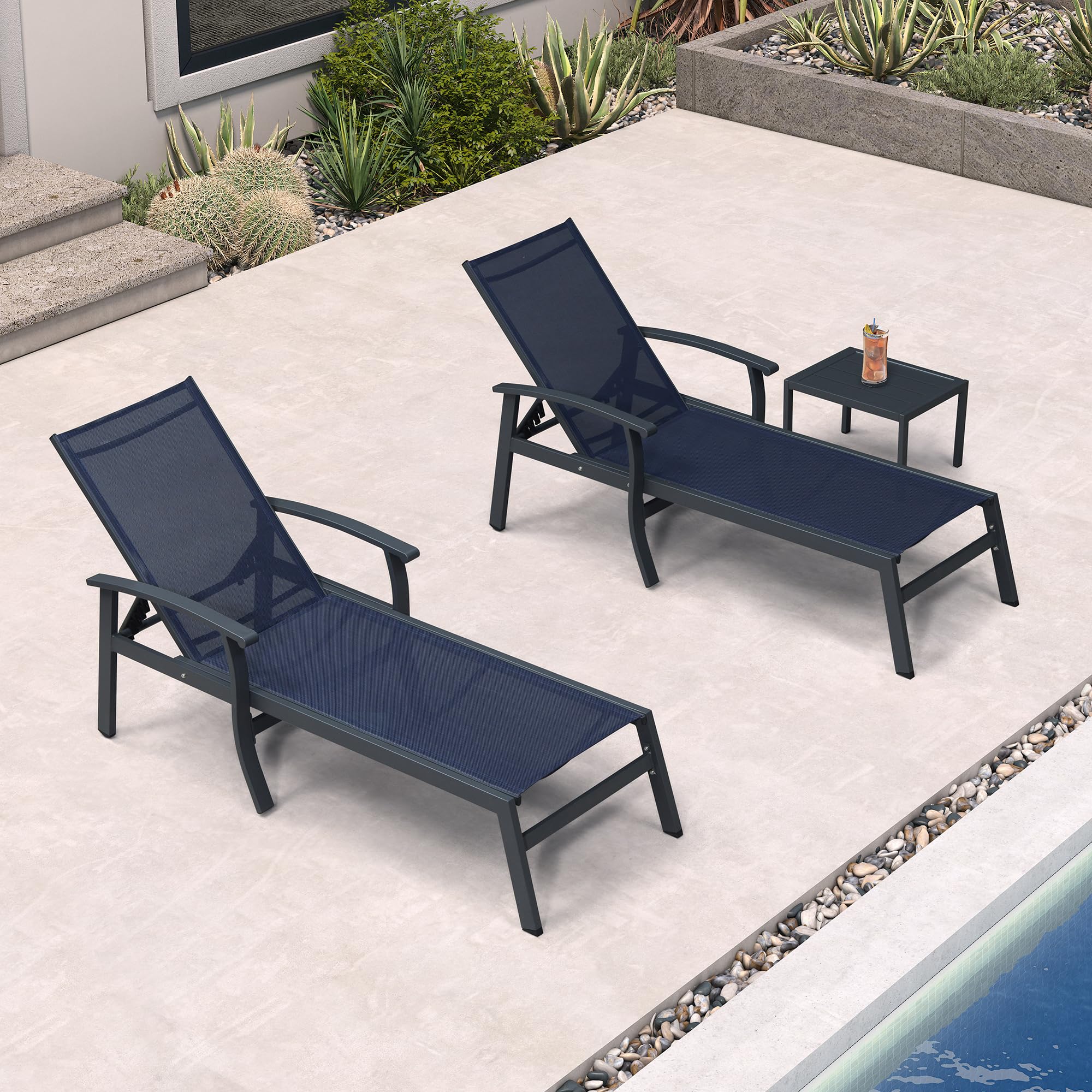 PURPLE LEAF Chaise Lounge Chair Outdoor 2 Pieces Pool Lounge