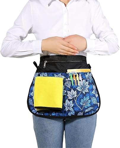 Miniatura 2 de Delantal impermeable para mujer con 5 bolsillos, delantales de camarera para poner y quitar rápidamente, delantal de trabajo para barista