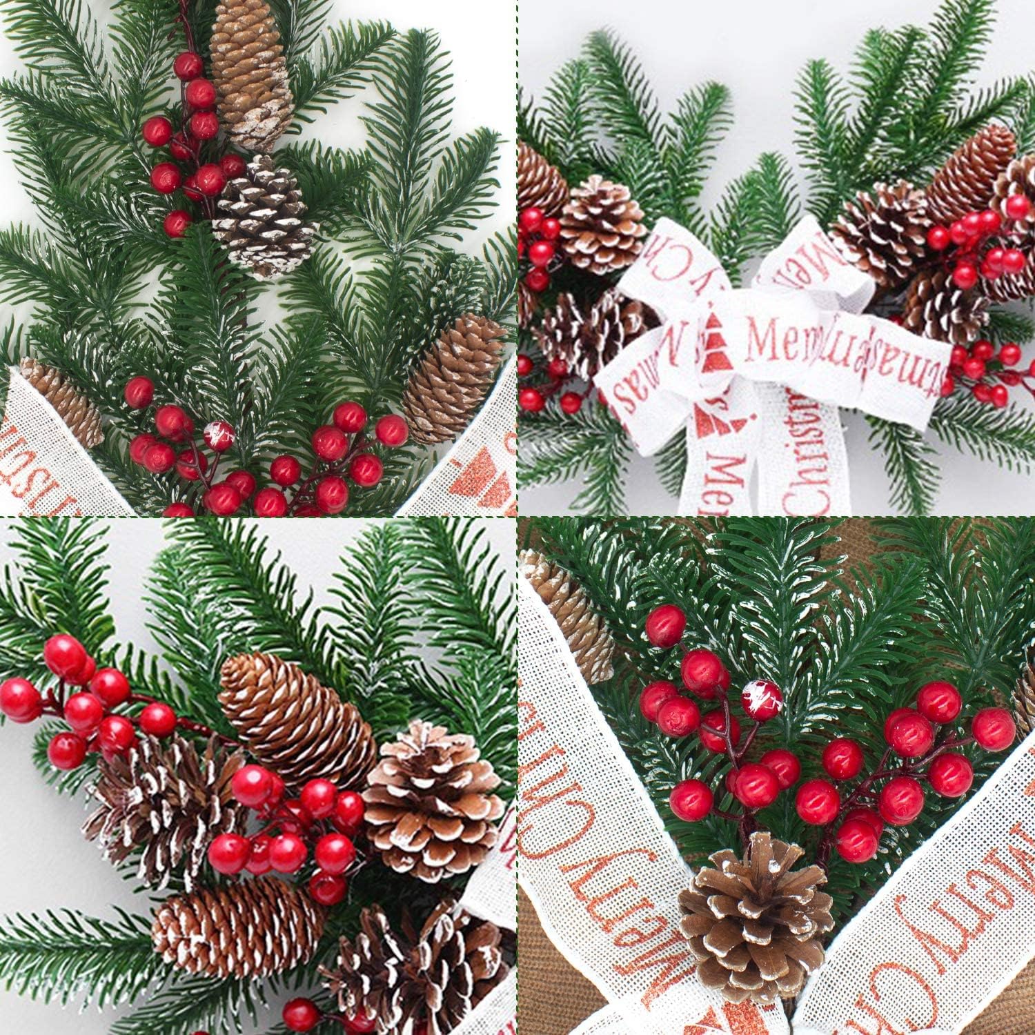 Christmas Swag-Christmas Teardrop Swag-Swag Decoration with Red Fruit Teardrops and Pine Cones-Christmas- 22.02 inches in Length-Suitable for Party Swag Decoration 009