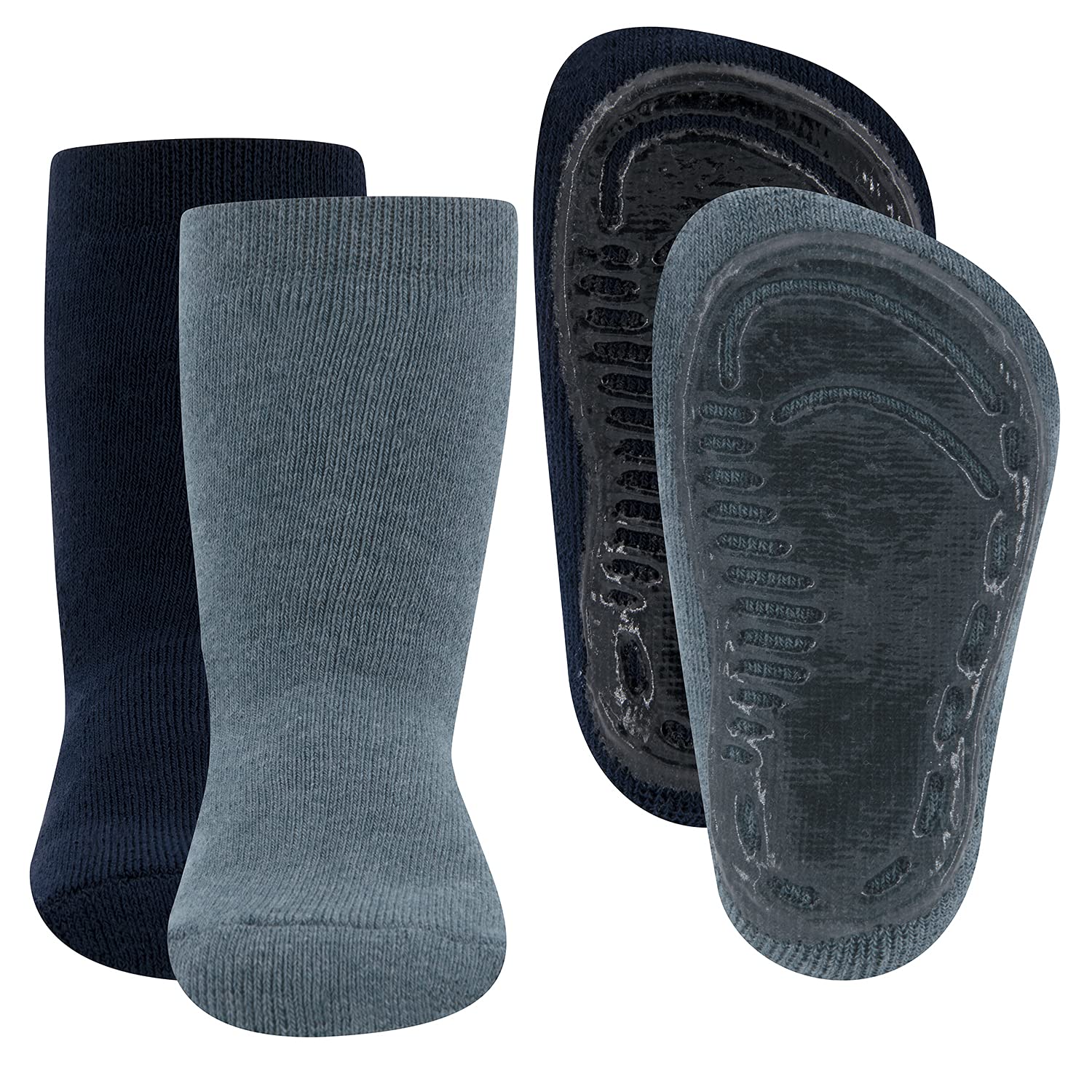 EWERS 2er Pack Uni Stoppersocken SoftStep, Socken mit Antirutschsohle für Jungen und Mädchen, Anti-Rutsch-Socken mit Gummisohle, MADE IN GERMANY, 2 Paar rutschfeste Kindersocken