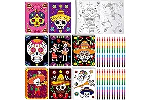 Spooky Sugar Skulls Coloring Books with Crayons for Halloween