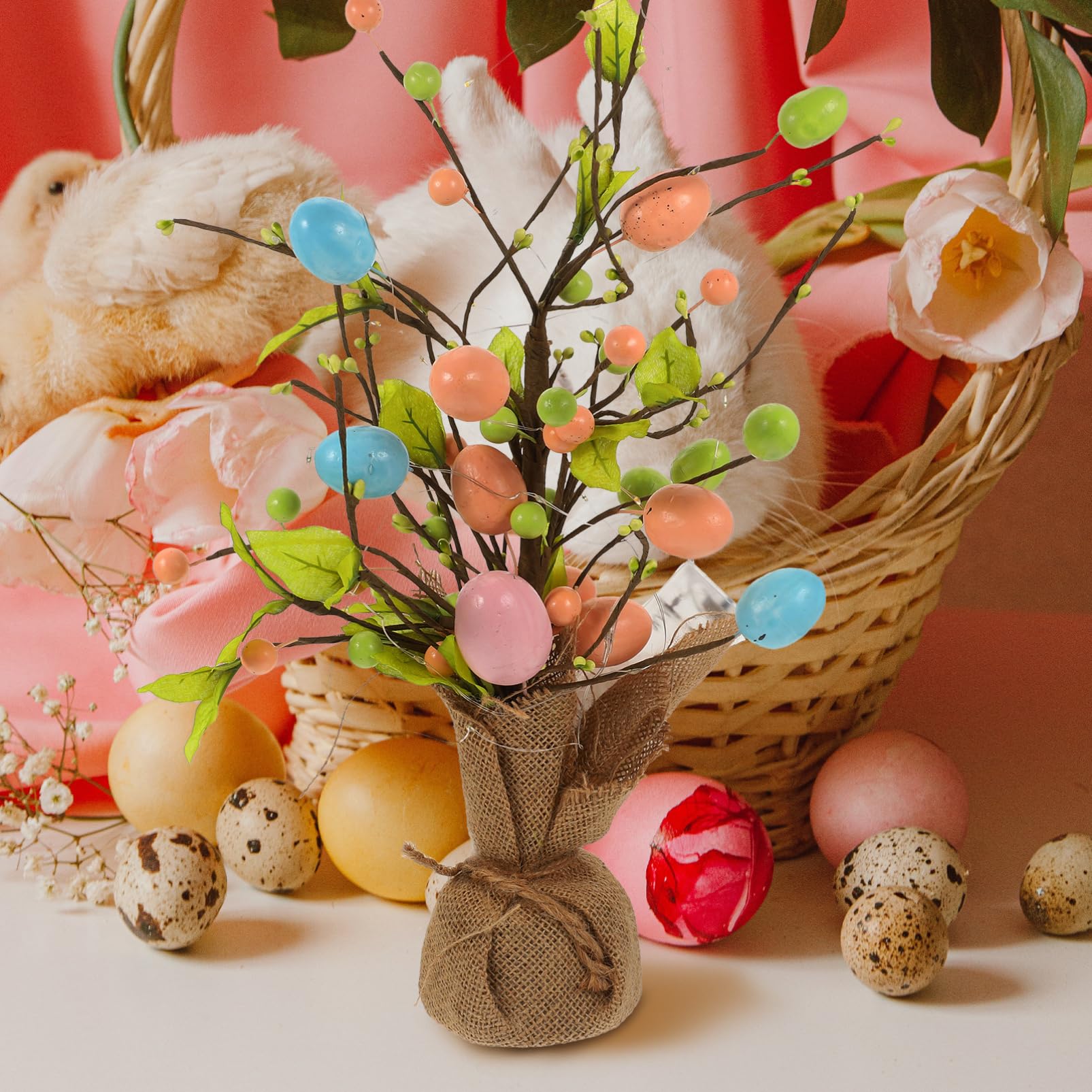 PRETYZOOM Decorazioni Per Lalbero Di Pasqua 2 Pezzi Ornamento Realistico Per Lalbero Decorazioni Pasquali Illuminate A Led Per Ragazzi E Ragazze