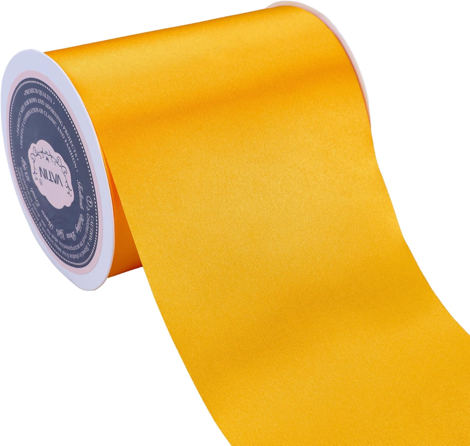 Amazon.com: VATIN 4 Inch x 22 Yards Wide Gold Yellow Satin Solid Ribbon ...