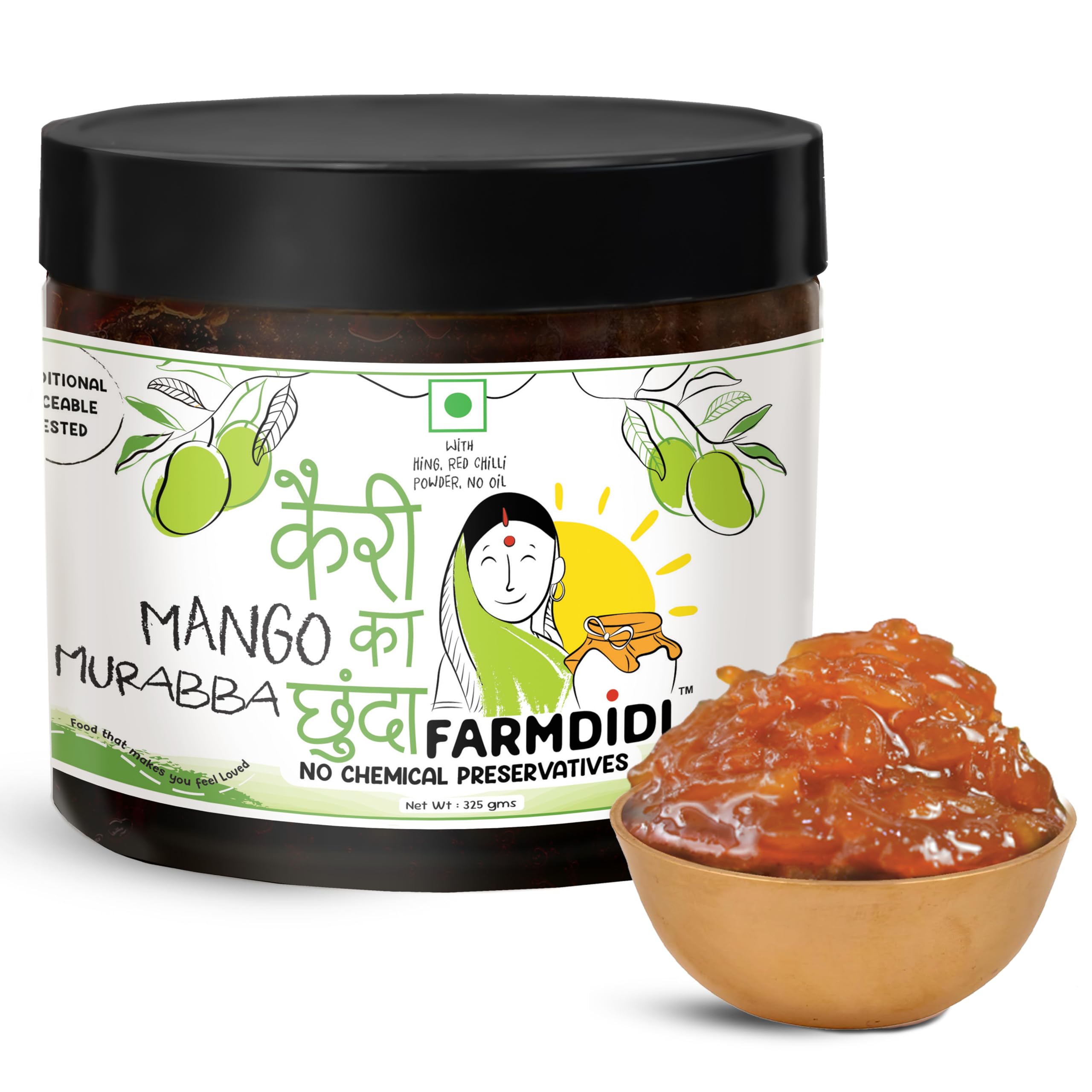 FarmDidi Mango Chunda with Jaggery 325g | Homemade Aam ka Murabba | Oil-Free Sweet & Tangy Aam ka Chunda | Handmade Khatta Meetha Pickle | No Chemical Preservatives