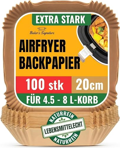Airfryer Backpapier 100 Stück, 20-24 cm, Antihaft & Ölfest