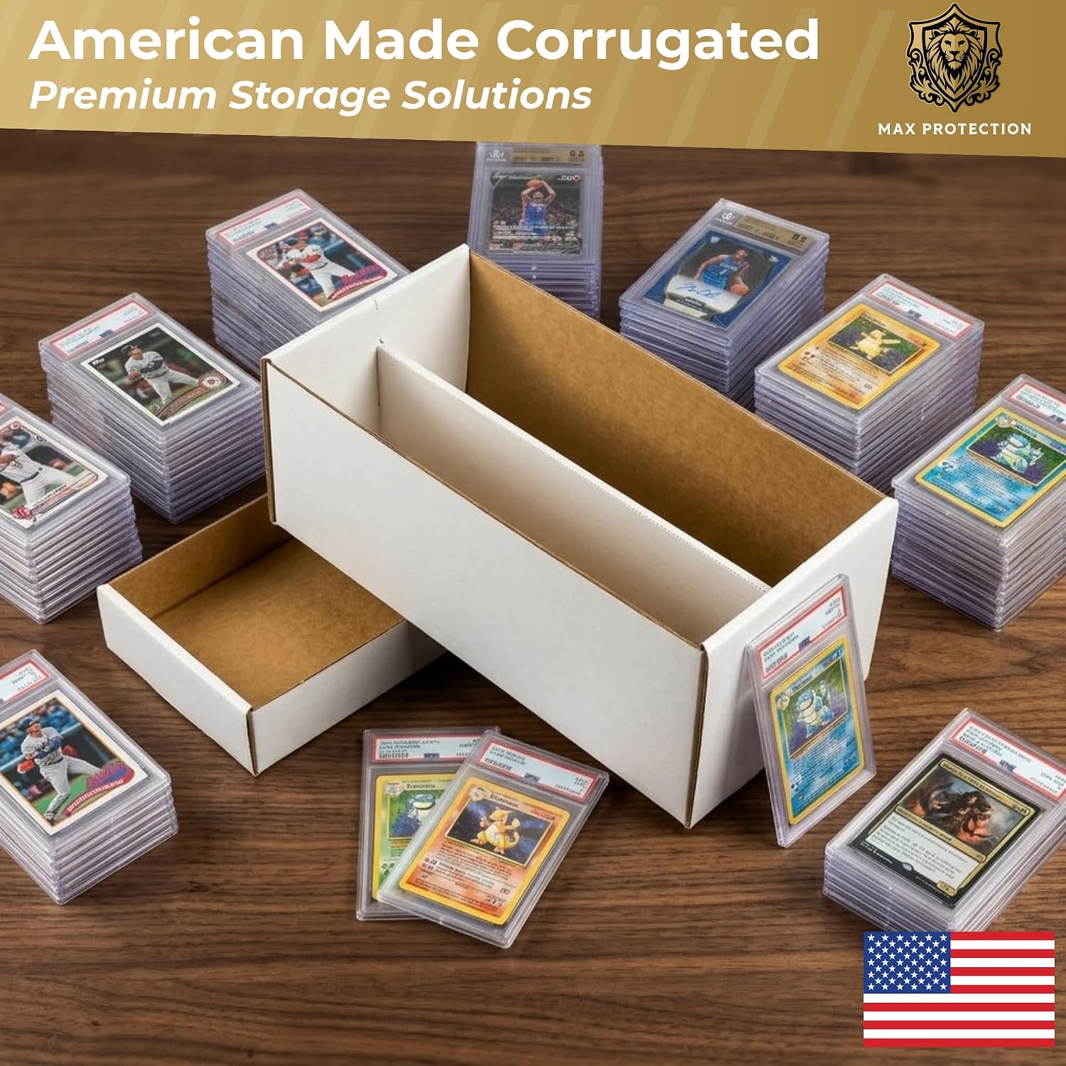 Max Protection Graded Card Storage Box - 2 Row Slab Storage Box for PSA BGS SGC CGC - Graded Sports Card Holder - Made in the USA 10 Pack image 4