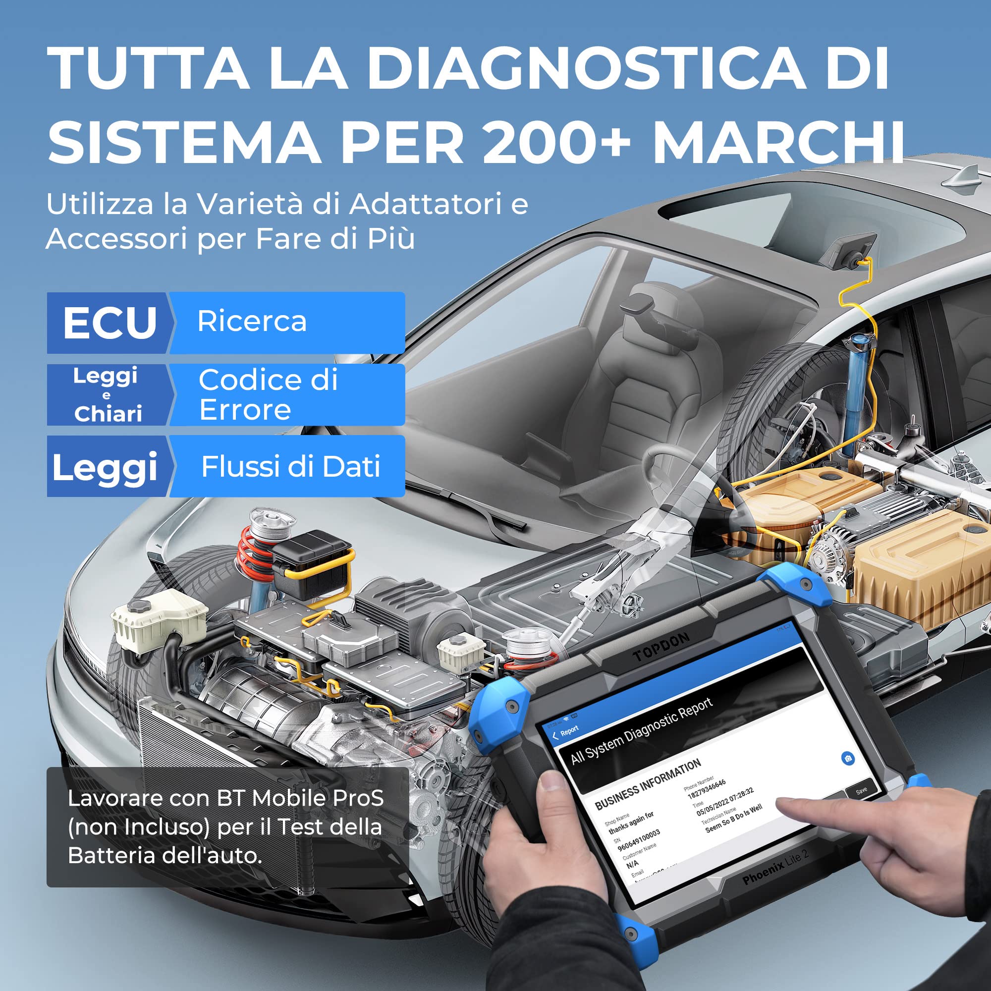 TOPDON Phoenix Lite 2 Scanner Diagnostico per Auto,Oltre 28 Funzioni di Servizio di Manutenzione,Codifica Online/ECU,Diagnostica di Tutti i Sistemi di Livello OE,Controllo Bidirezionale