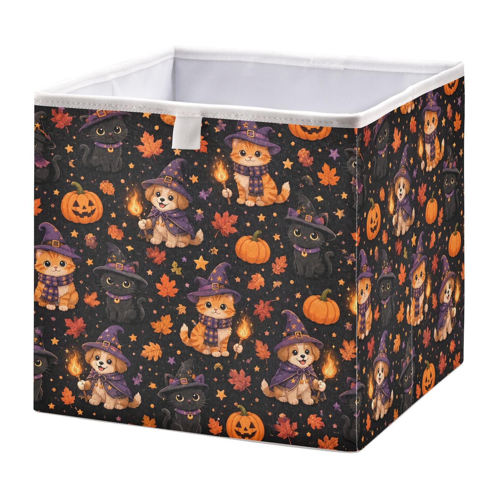 Ewusp Halloween Pumpkins Cube Storage Boxes 28x28 cm Foldable Closet Organiser Bin Holiday Basket Baby Basket for Nursery Bedroom Office