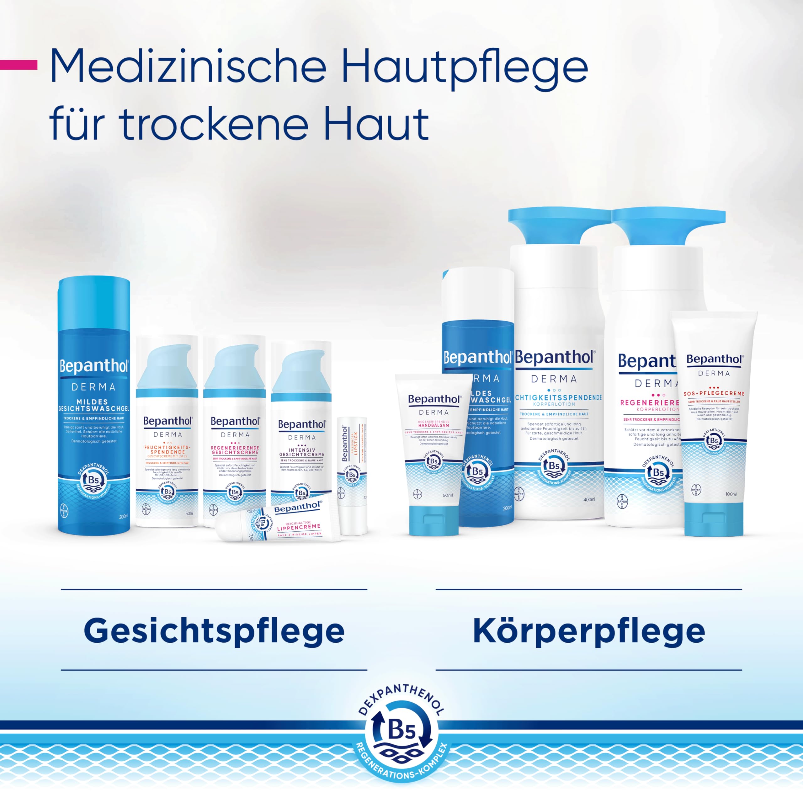Bepanthol DERMA Regenerierende Körperlotion| Körperpflege für empfindliche und sehr trockene Haut, dermatologisch getestete Feuchtigkeitscreme mit Dexpanthenol | 400ml Pumpspender