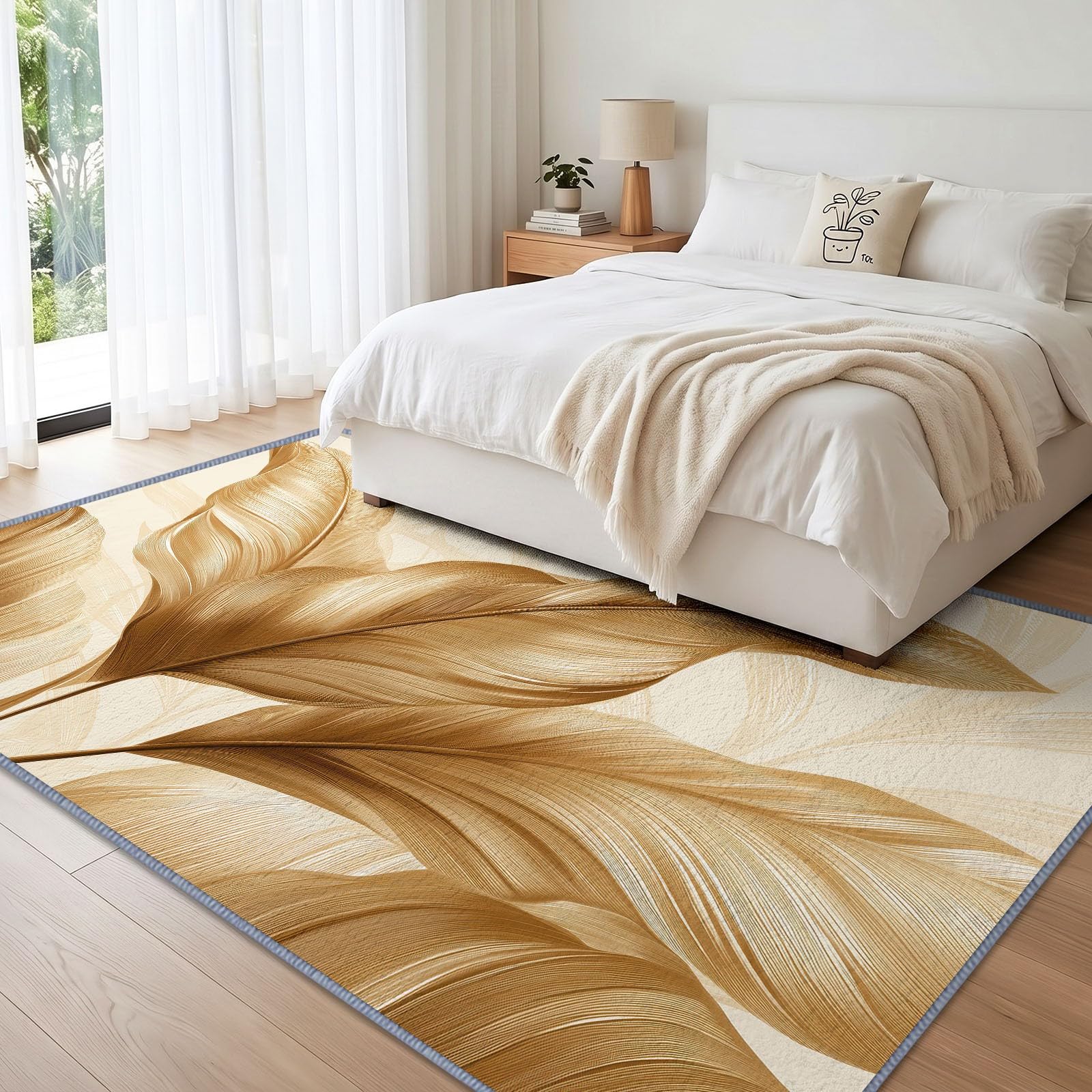 Generisch Waschbar Teppich Wohnzimmer 180x240 cm Blattgold Textur