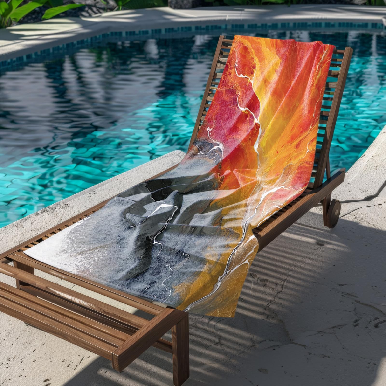 Générique Serviette de Plage XXL Modèle Orange | Grande Taille Serviette de Plage et Douche Avec Elastique Microfibre Absorbante et Légère Sport Séchage Rapide