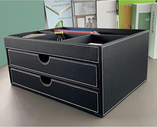 Miniatura 6 de SYRWDXTX Armario de almacenamiento multifuncional para el hogar, archivador de oficina hecho de cuero, cajones y cuatro organizadores separados,