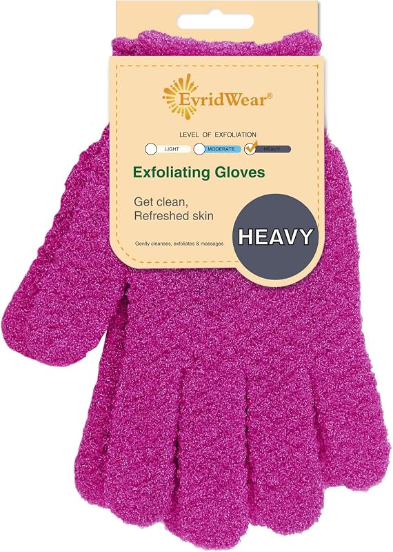 Evridwear Luvas de Banho com Dupla Textura e Alça para Pendurar, 1 Par