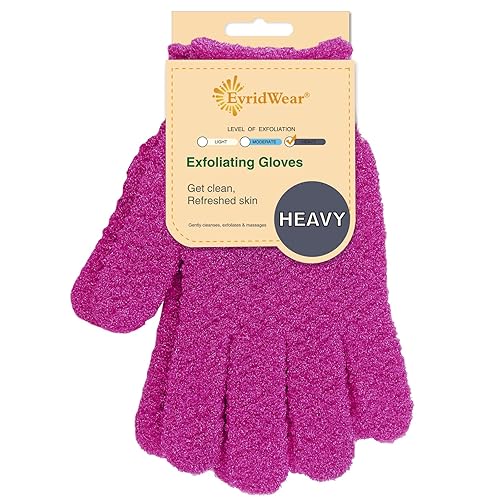 Miniatura 36 de Evridwear Guantes de baño exfoliantes de doble textura para ducha, spa, masaje y exfoliaciones corporales, removedor de células muertas de la piel