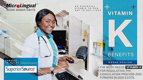 Miniatura 7 de Superior Source Vitamina K2 MK-7 (Menaquinona-7), 300 mcg, tabletas sublinguales de disolución rápida, 60 unidades, huesos y arterias saludables,