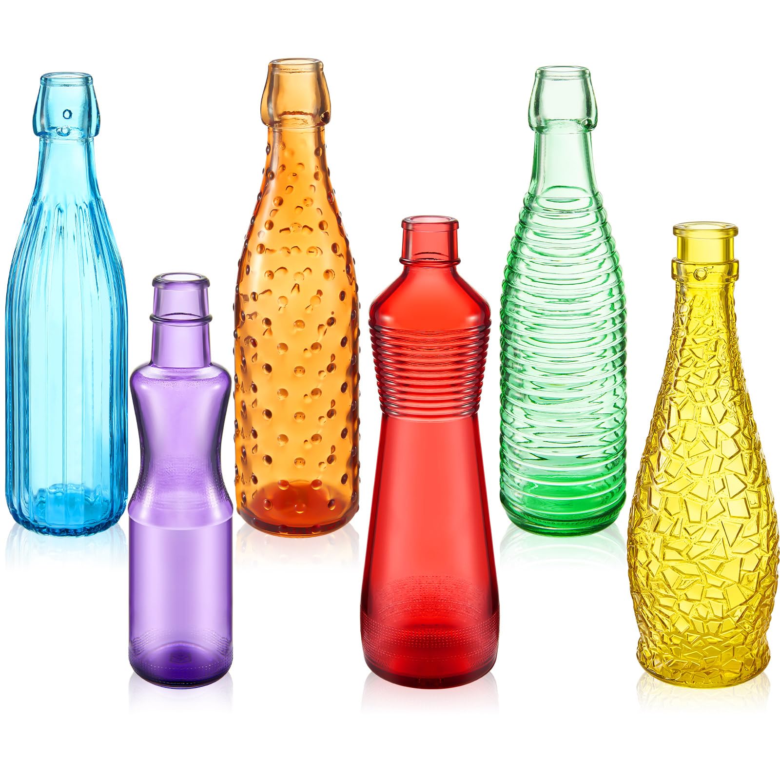 Photo 1 of Zhehao 6 Pcs Colored Glass Bottles Decorative Glass Bottle for Bottle Tree 6 Shapes Empty Wine Bottles for Garden Yard Outdoor Home Decor(Irregular)