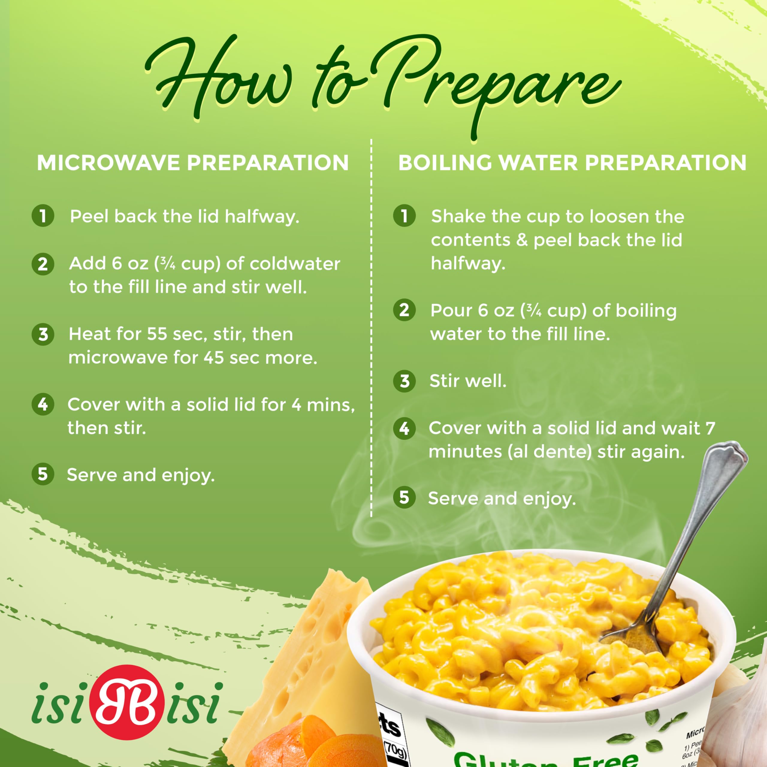 isiBisi Gluten-Free SpeedyPasta Cheese Pasta Cups - Microwavable-Ready Baby Rigatoni Noodles, Non-GMO, 100% Made in Italy
