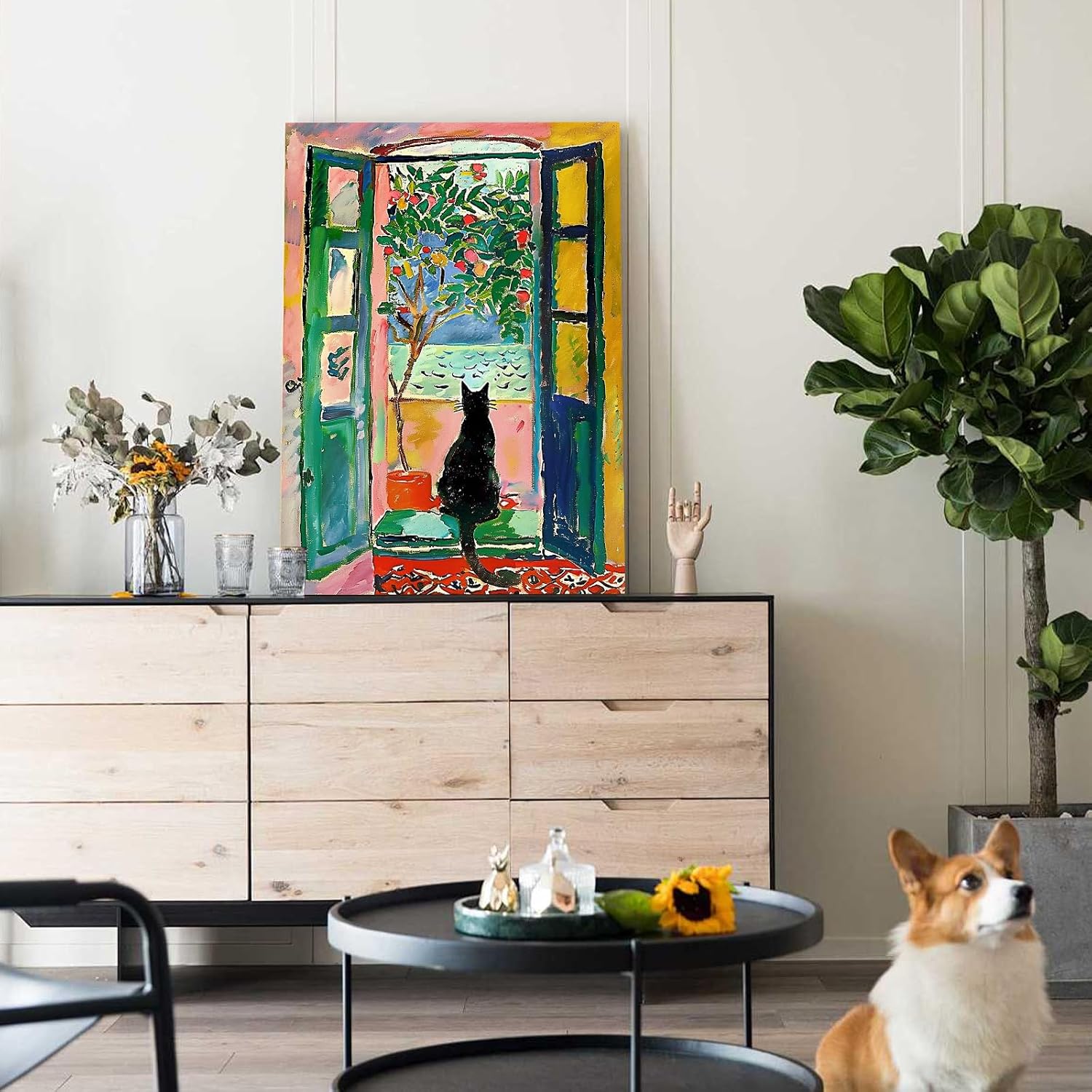 Henri Matisse Wall Art Prints Matisse Open Window Posters Colorful Aesthetic Pictures Modern Artwork Still Life Artwork Multicolor Natural Contemporary Canvas Wall Art for Bedroom-12x16inch/30x40cm