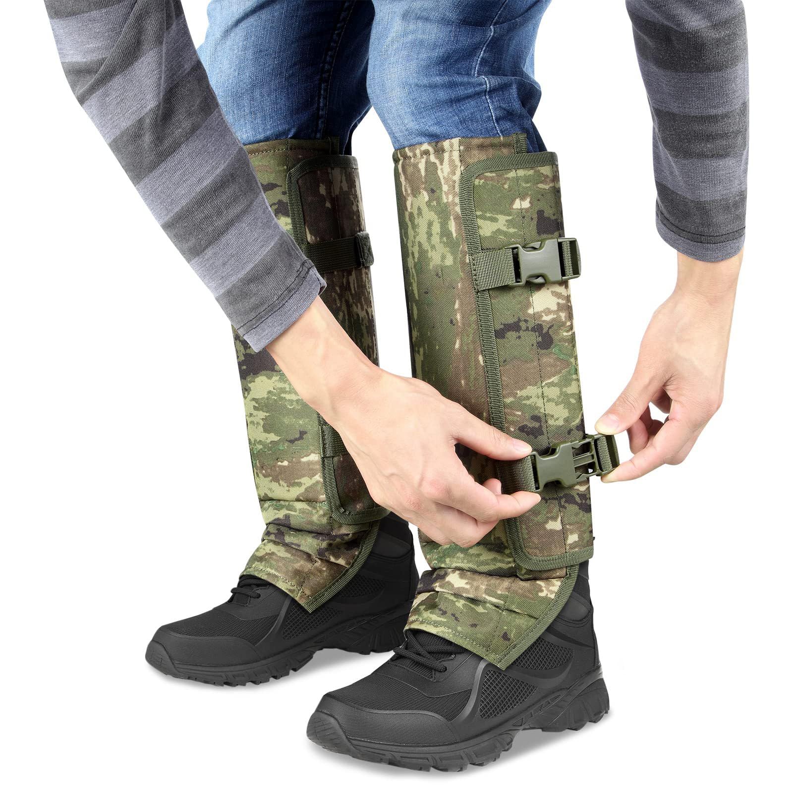 Guêtres serpent pour la randonnée avec couverture de botte enveloppante, fermeture à crochets et boucles et maintien sous le pied, guêtres de bottes quotidiennes, protège-mollets, couvre-jambes de de