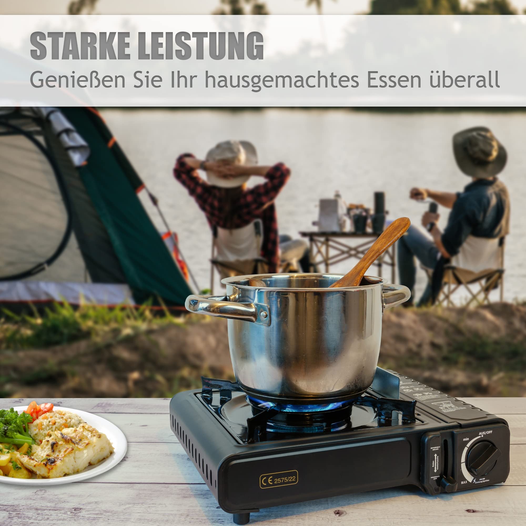 Greenpoint Campingkocher mit 8 Gaskartuschen im Tragekoffer - Gas Stove