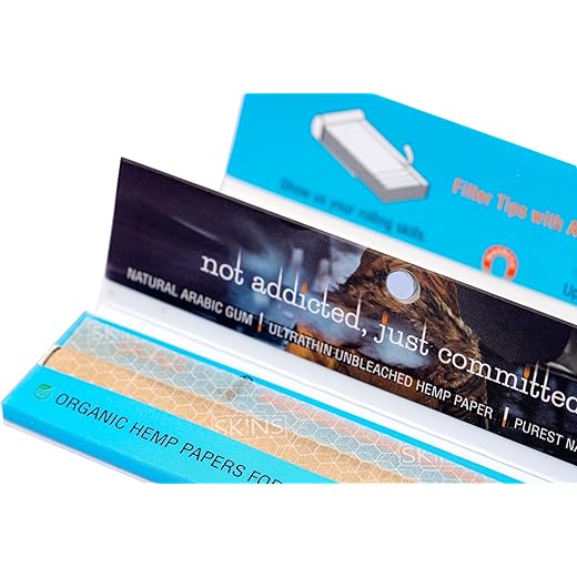 THESKINSCO 34 Papers  34 Filter Tips Organic Hemp Paper Pa