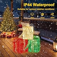 Vista 4 de LAMPHOME Cajas Iluminadas de Navidad - Juego de 3 Decoración Iluminada para Exteriores, 41.5'' 208 Luces LED Iluminadas 12.2''+12.2''+10.8'' Cajas