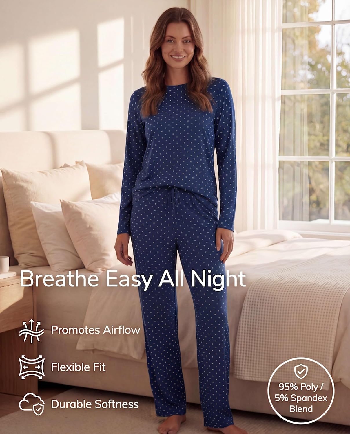 Real Essentials 2 Pack: Women's Comfy Pajama Sets - Short & Long Sleeve Ladies Loungewear Sleepwear PJs (Available In Plus) - Image 4