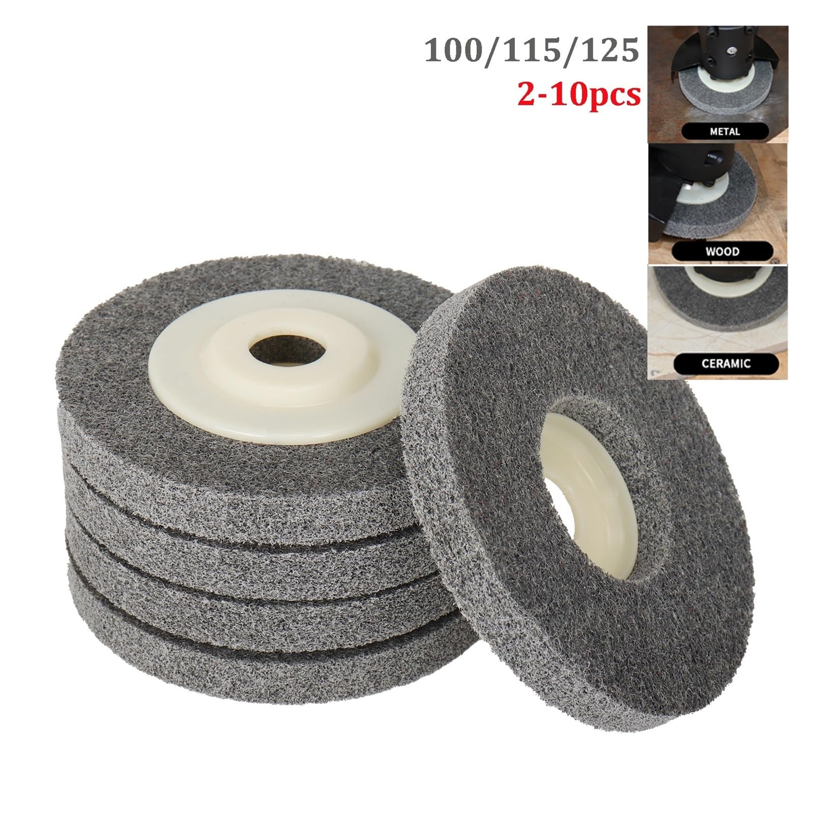 Rueda pulidora de fibra Disco abrasivo no tejido de fibra de nailon de 4"-5" for pulir metal y acero inoxidable.(10Pcs,5 inch)