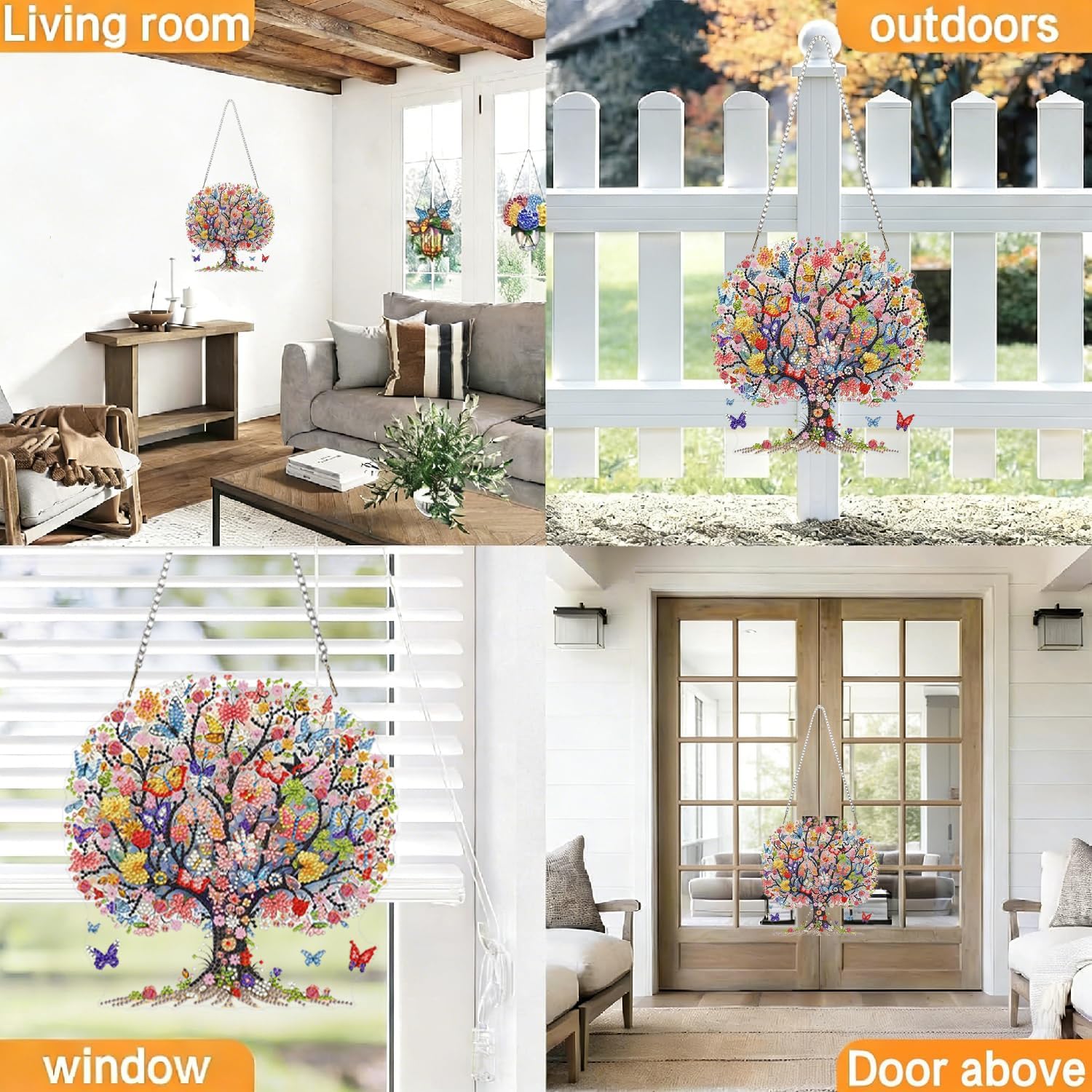 Life tree Diamond Art Hanging Kit for Adult, Painting Hanging Ornament Kit, Special Shaped Rhinestone,DIY Acrylic 5D Diamond Art Window Pendants Home Garden Wall Kits Hanging,Double Sided (Lifetree) image 5