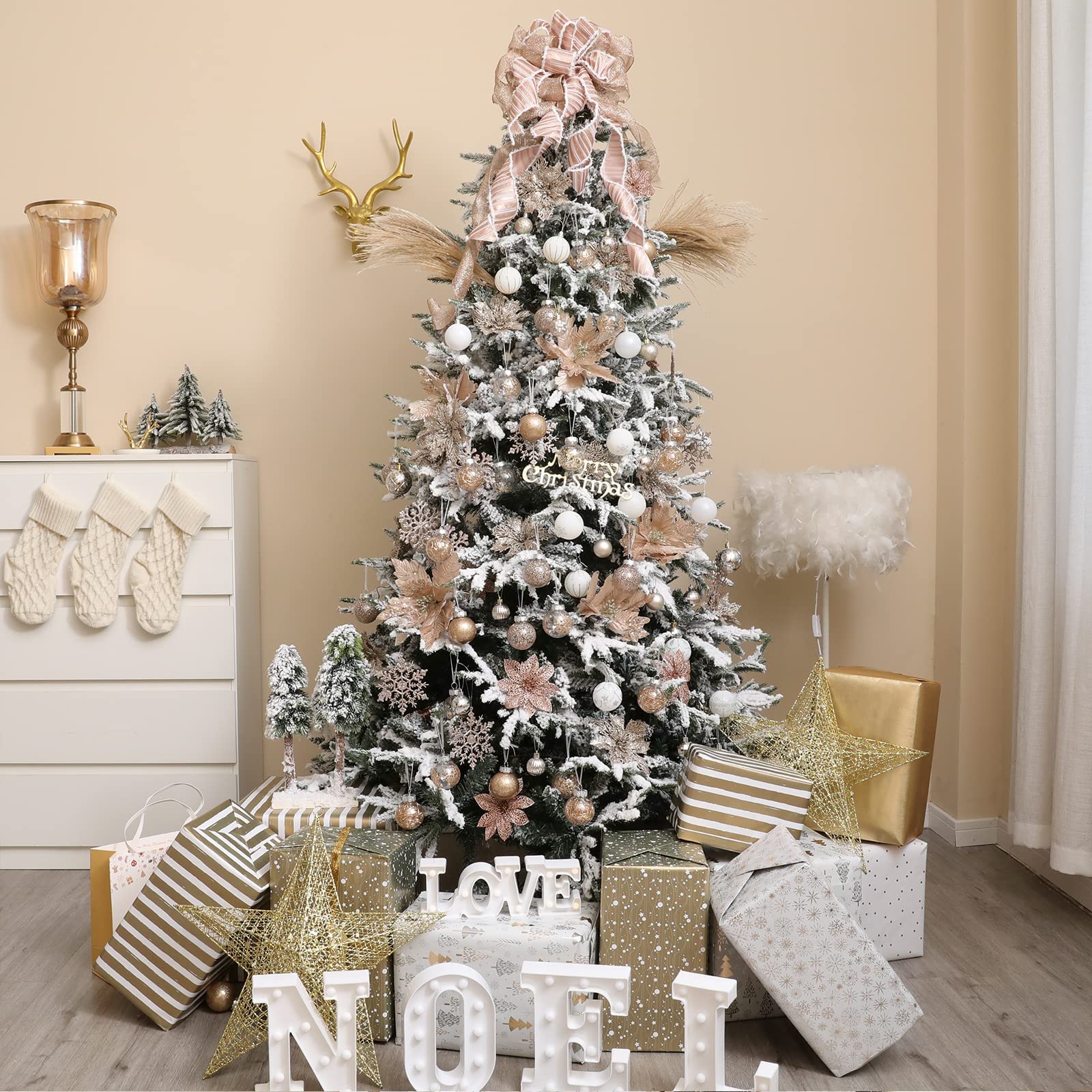 12 Stück glitzernde Weihnachtsstern-Blumen, künstliche Weihnachtssterne, Weihnachtsbaum-Blumen, Ornamente für Weihnachten, Urlaub, Saison, Hochzeit, Dekoration